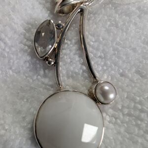 Hold For Beloved Sterling Silver Clear Topaz,Pearl And White Quartz.